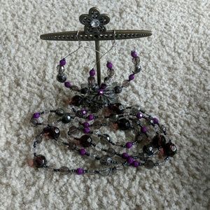 Beaded Hoops and Necklace Set